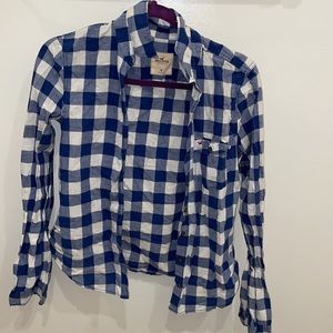 Blue and white Hollister flannel vintage y2k